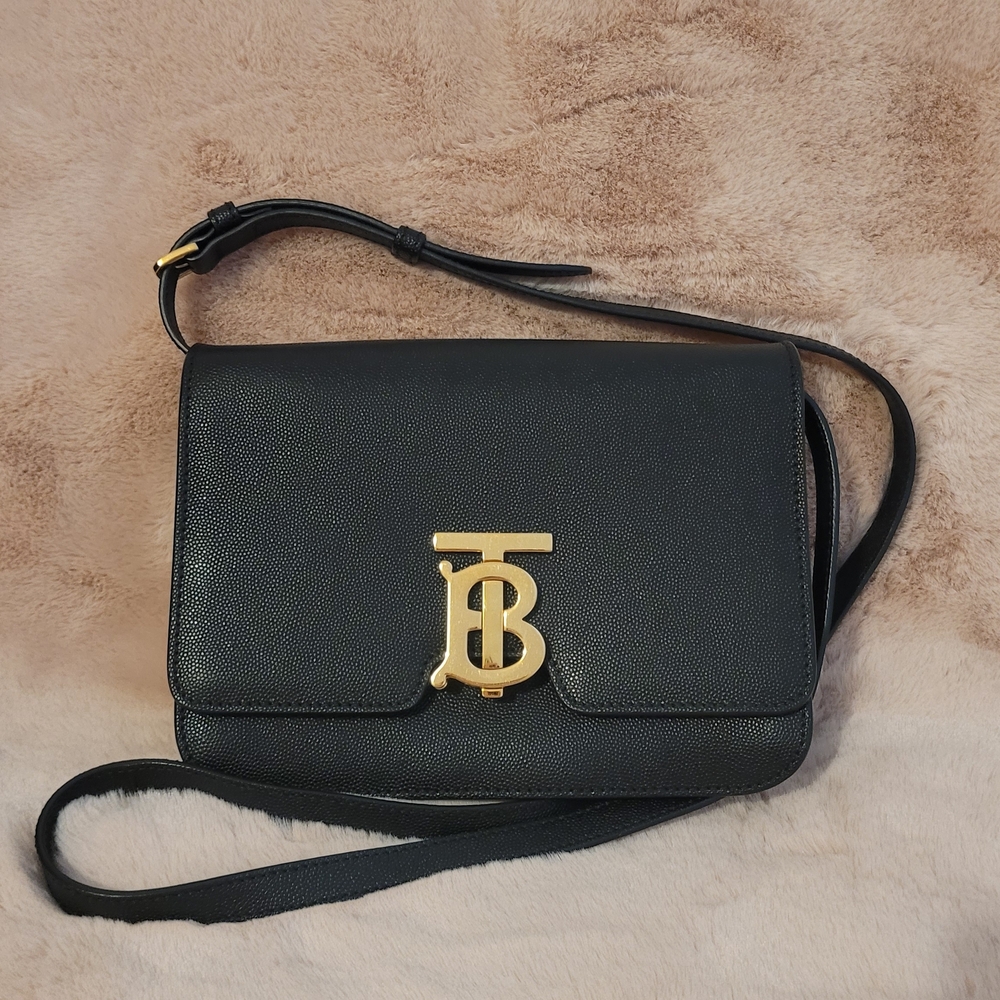 Burberry Black Messenger Crossbody Bag with Gold Hardware